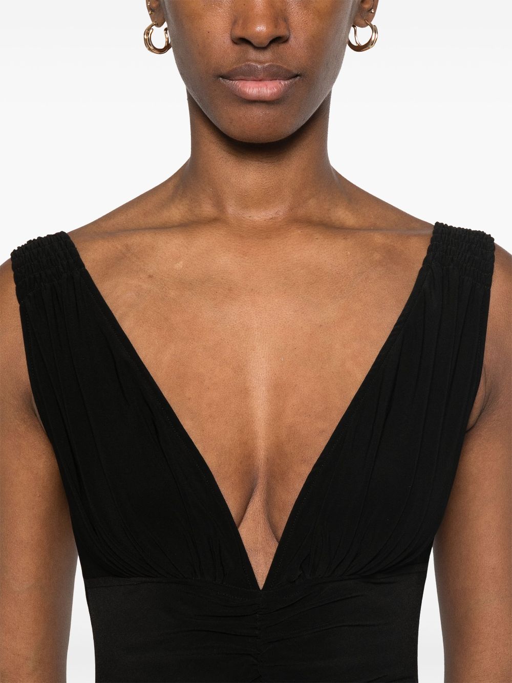 Norma Kamali Tara Deep-V Bodysuit In Black