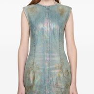 Acne Studios Coated Denim Dress Blue