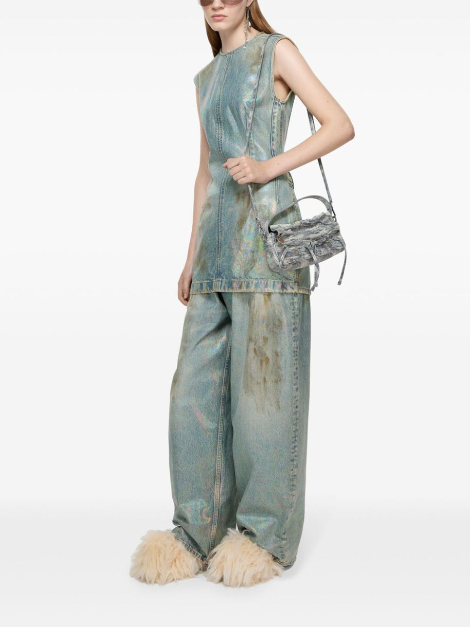 Acne Studios Coated Denim Dress Blue