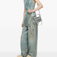 Acne Studios Coated Denim Dress Blue