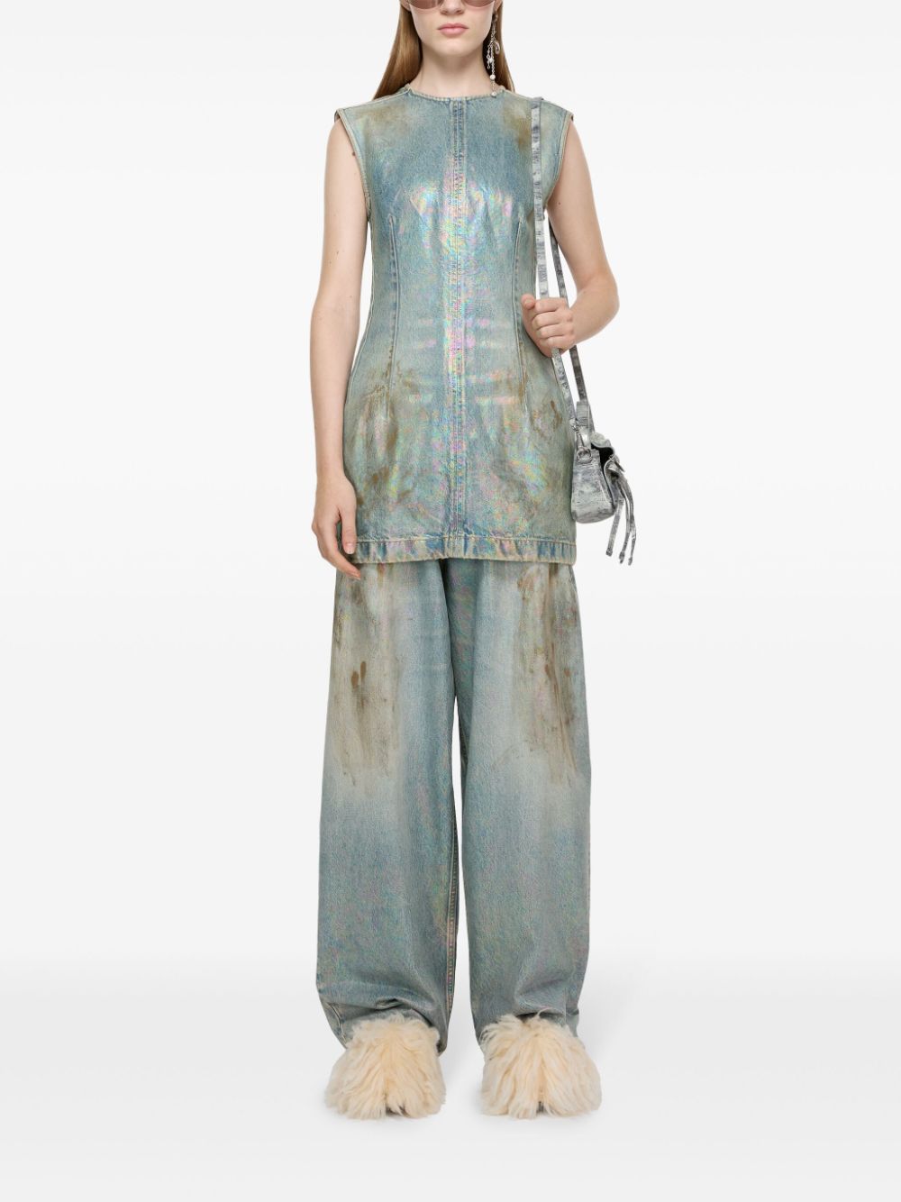 Acne Studios Coated Denim Dress Blue