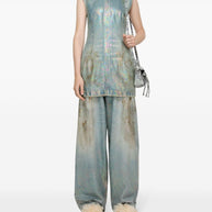 Acne Studios Coated Denim Dress Blue
