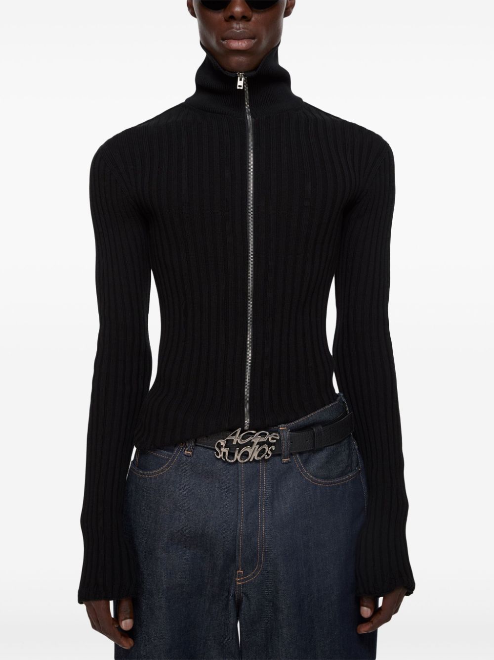 Acne Studios Zip Up Cardigan Black