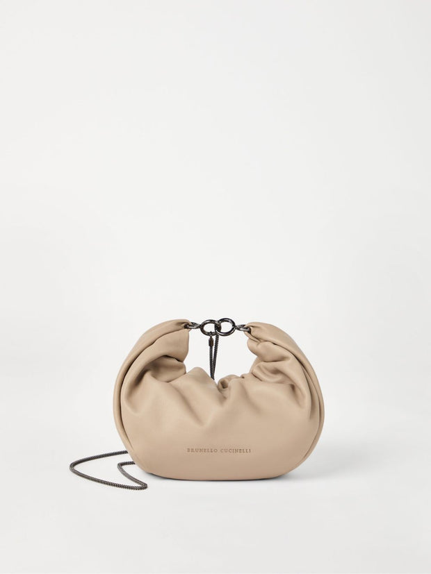Brunello Cucinelli Soft Leather Shoulder Bag In Beige