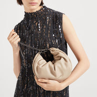 Brunello Cucinelli Soft Leather Shoulder Bag In Beige