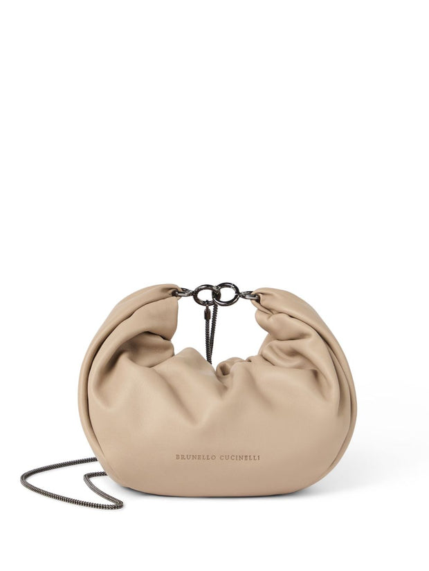 Brunello Cucinelli Soft Leather Shoulder Bag In Beige