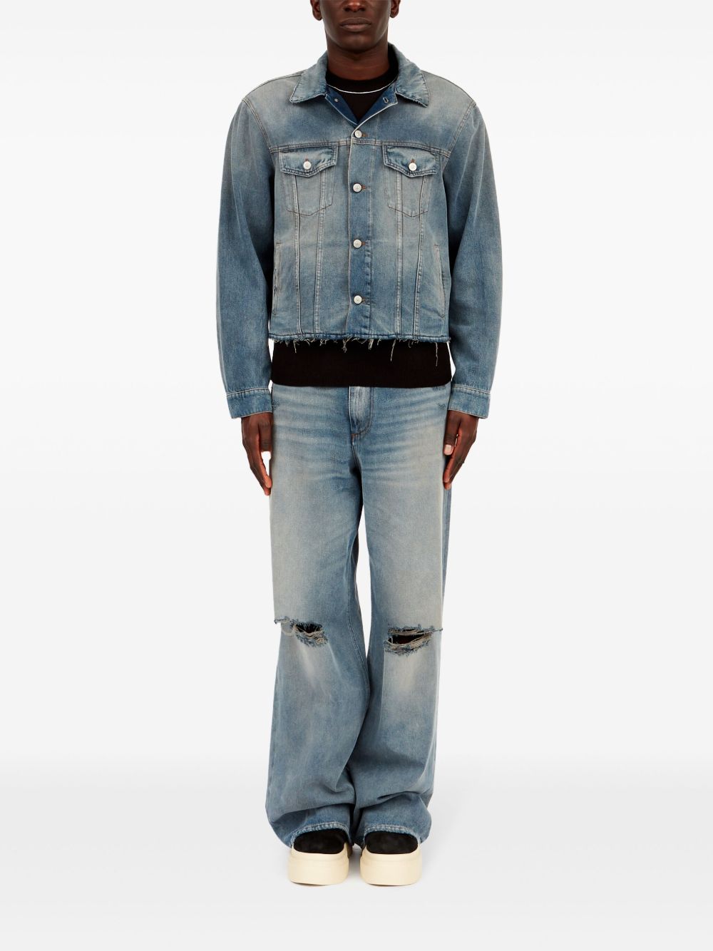 MM6 Maison Margiela Washed Denim Jacket Clear Blue