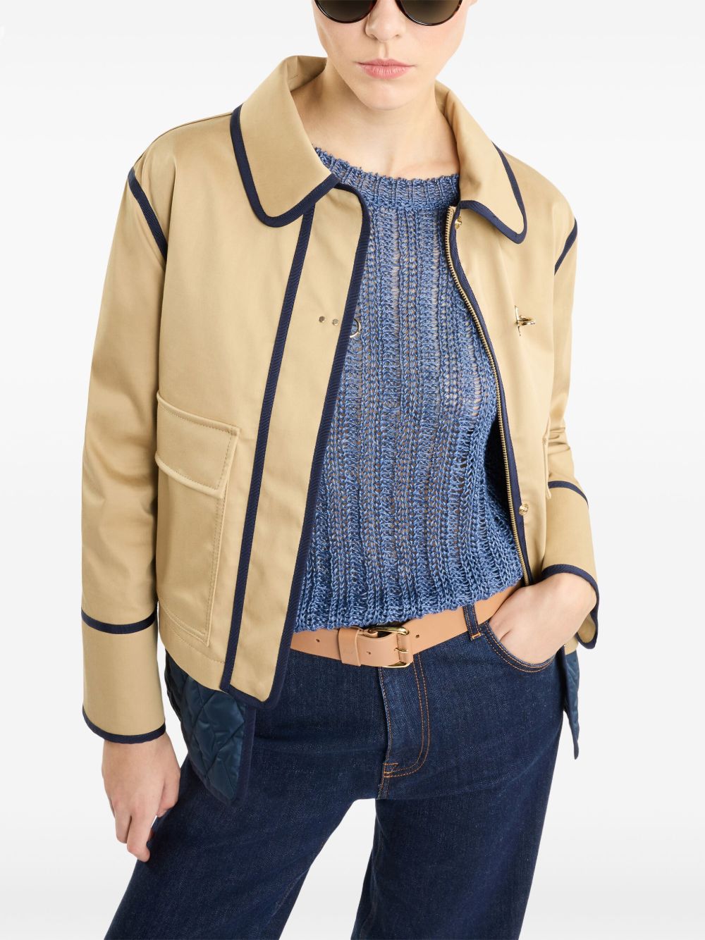 Fay Stretch Gabardine Caban Jacket - Beige
