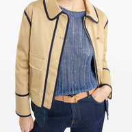 Fay Stretch Gabardine Caban Jacket - Beige