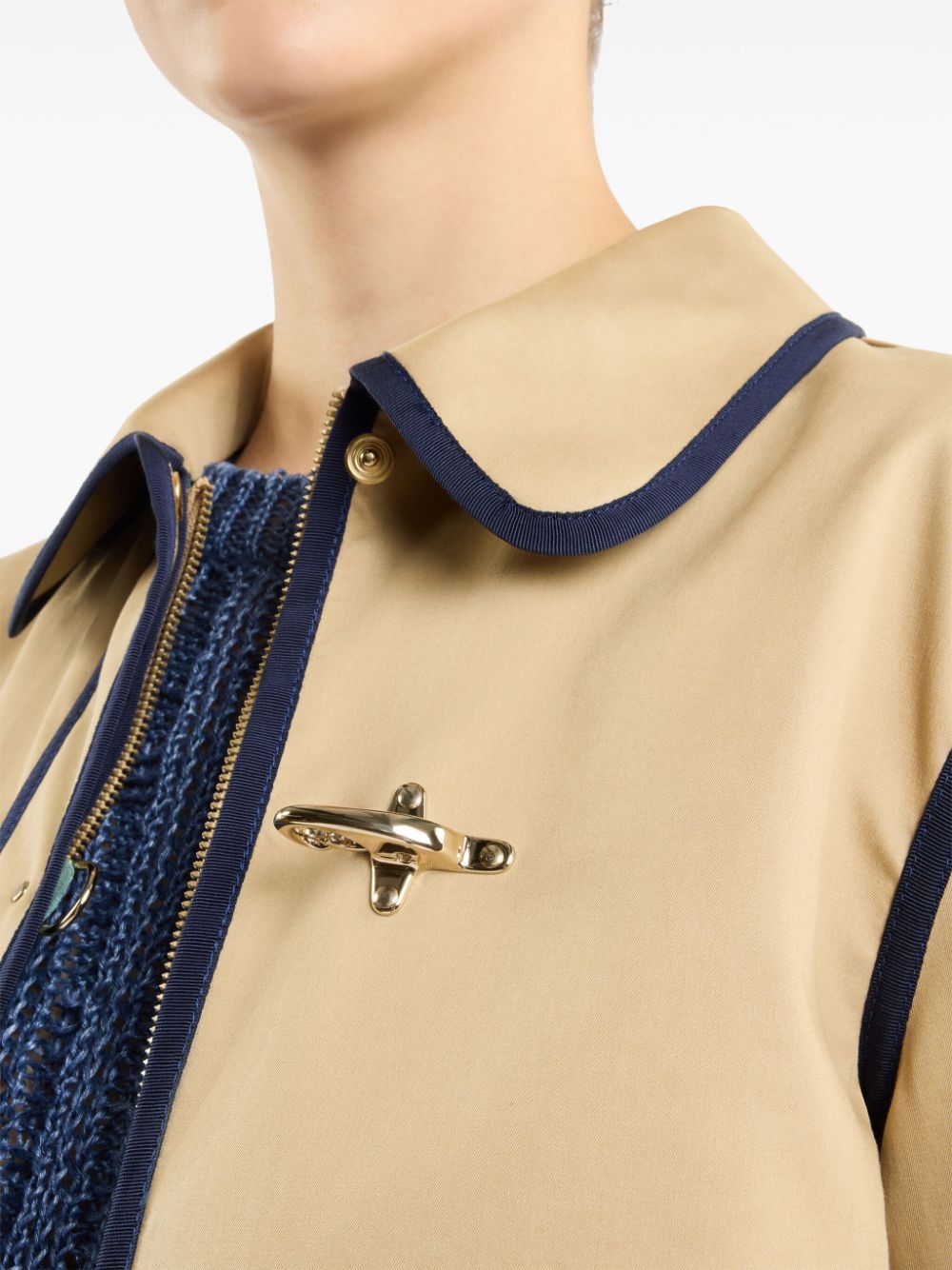 Fay Stretch Gabardine Caban Jacket - Beige