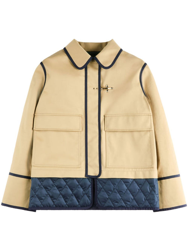 Fay Stretch Gabardine Caban Jacket - Beige