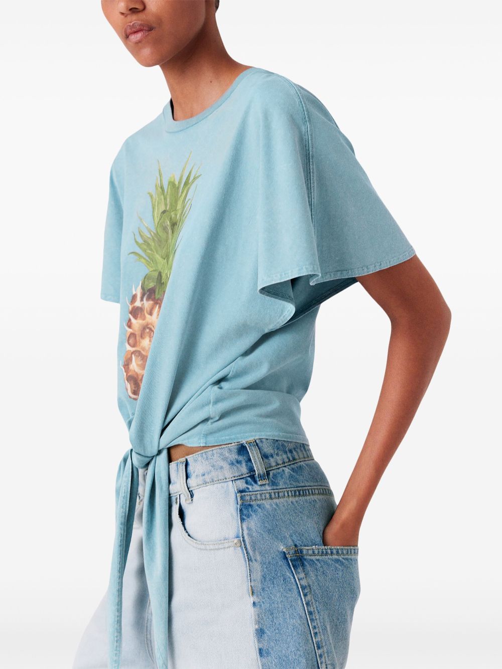 Stella McCartney Blue Tie Front Graphic T-shirt