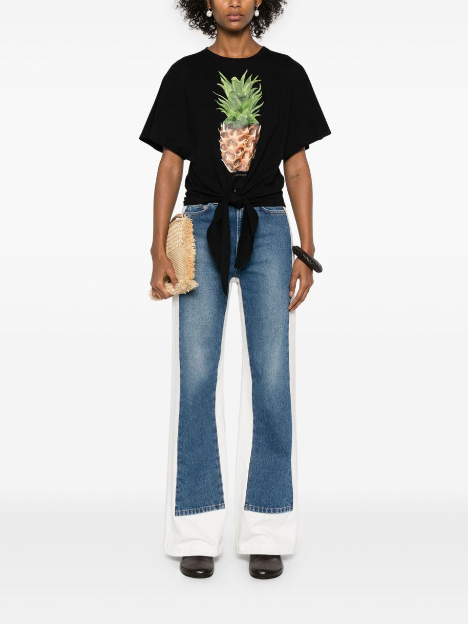 Stella McCartney Black Tie Front Graphic T-shirt