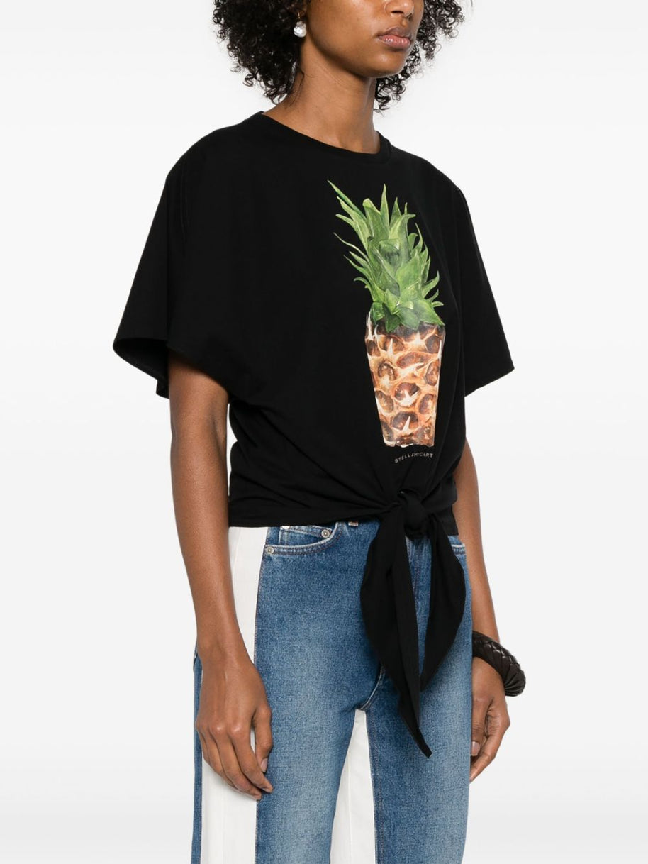 Stella McCartney Black Tie Front Graphic T-shirt