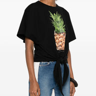 Stella McCartney Black Tie Front Graphic T-shirt
