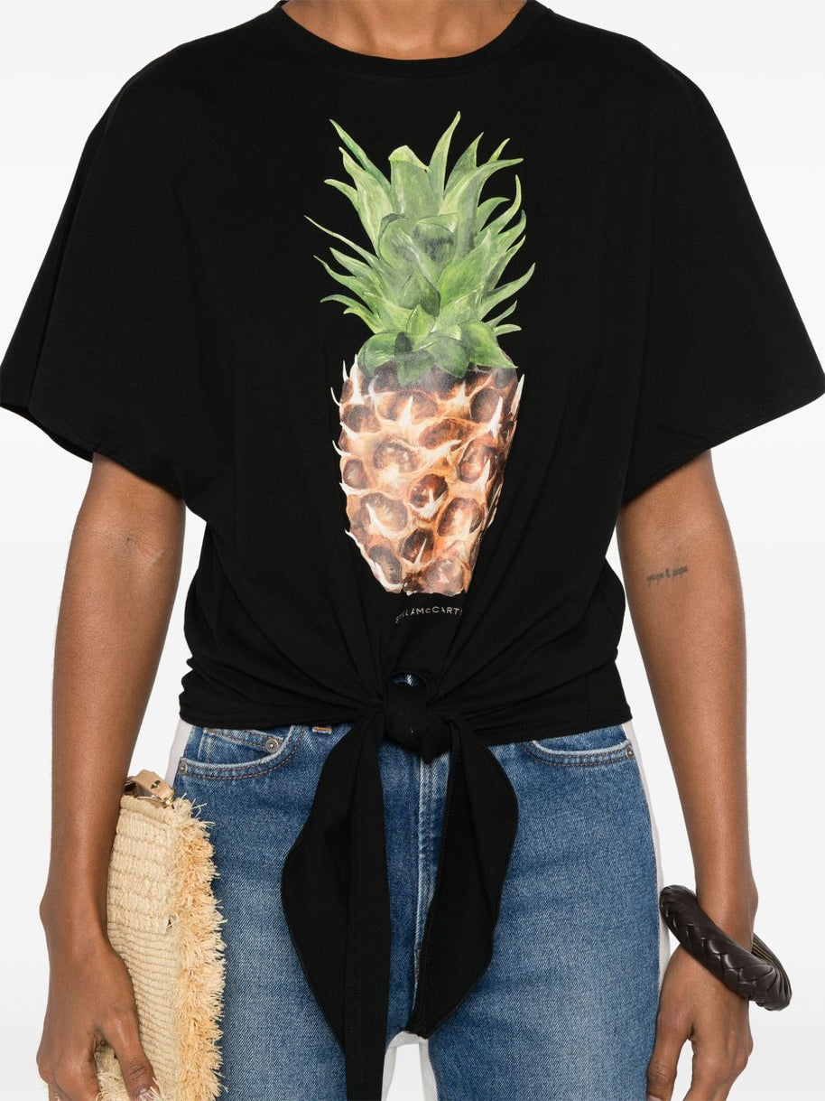 Stella McCartney Black Tie Front Graphic T-shirt