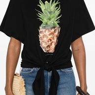 Stella McCartney Black Tie Front Graphic T-shirt
