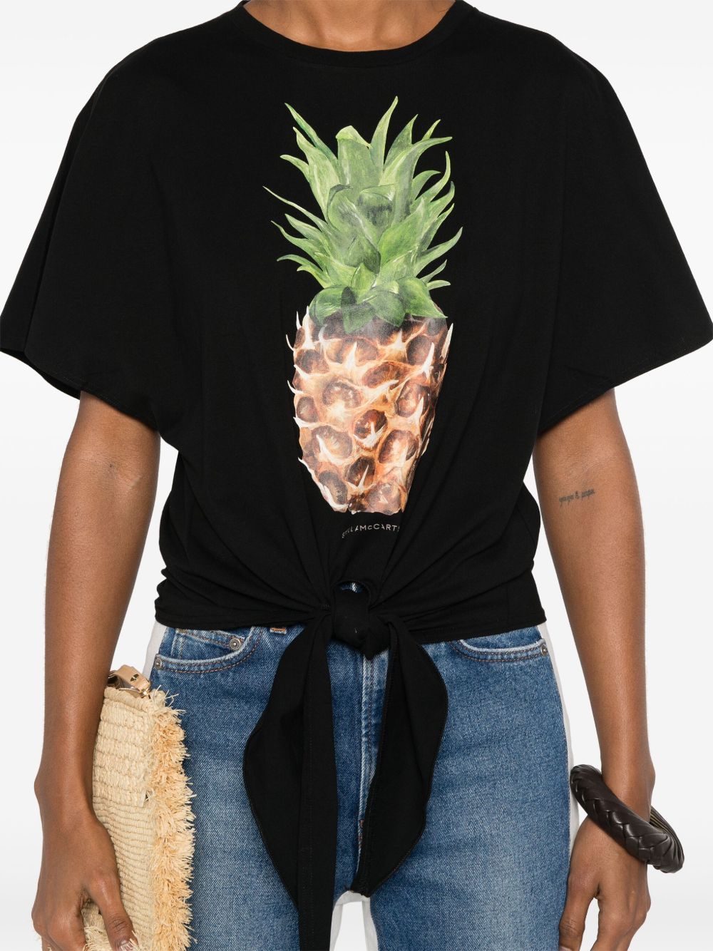 Stella McCartney Black Tie Front Graphic T-shirt