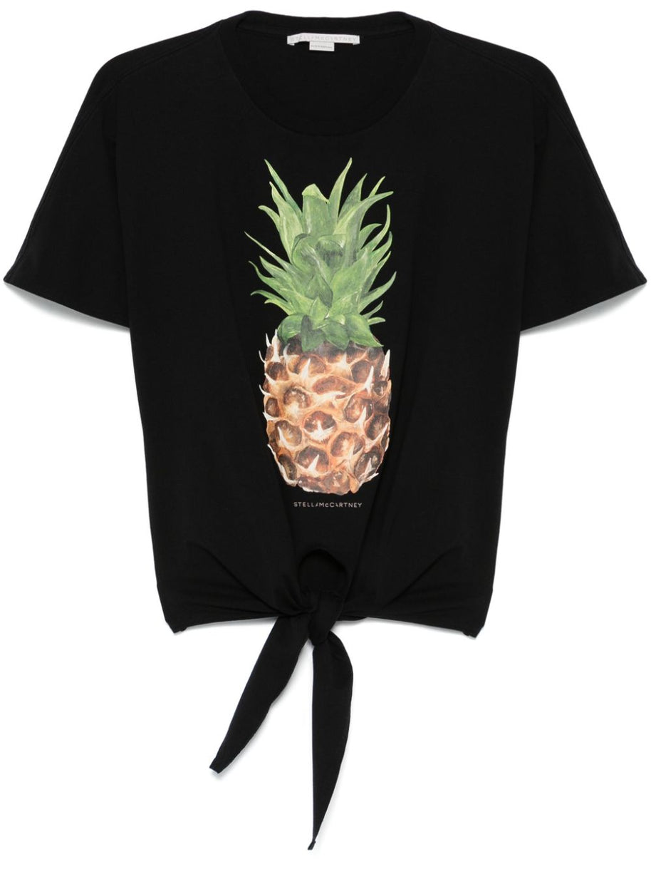 Stella McCartney Black Tie Front Graphic T-shirt