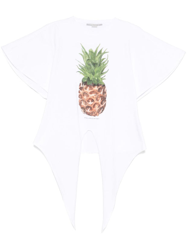 Stella McCartney White Tie Front Graphic T-shirt