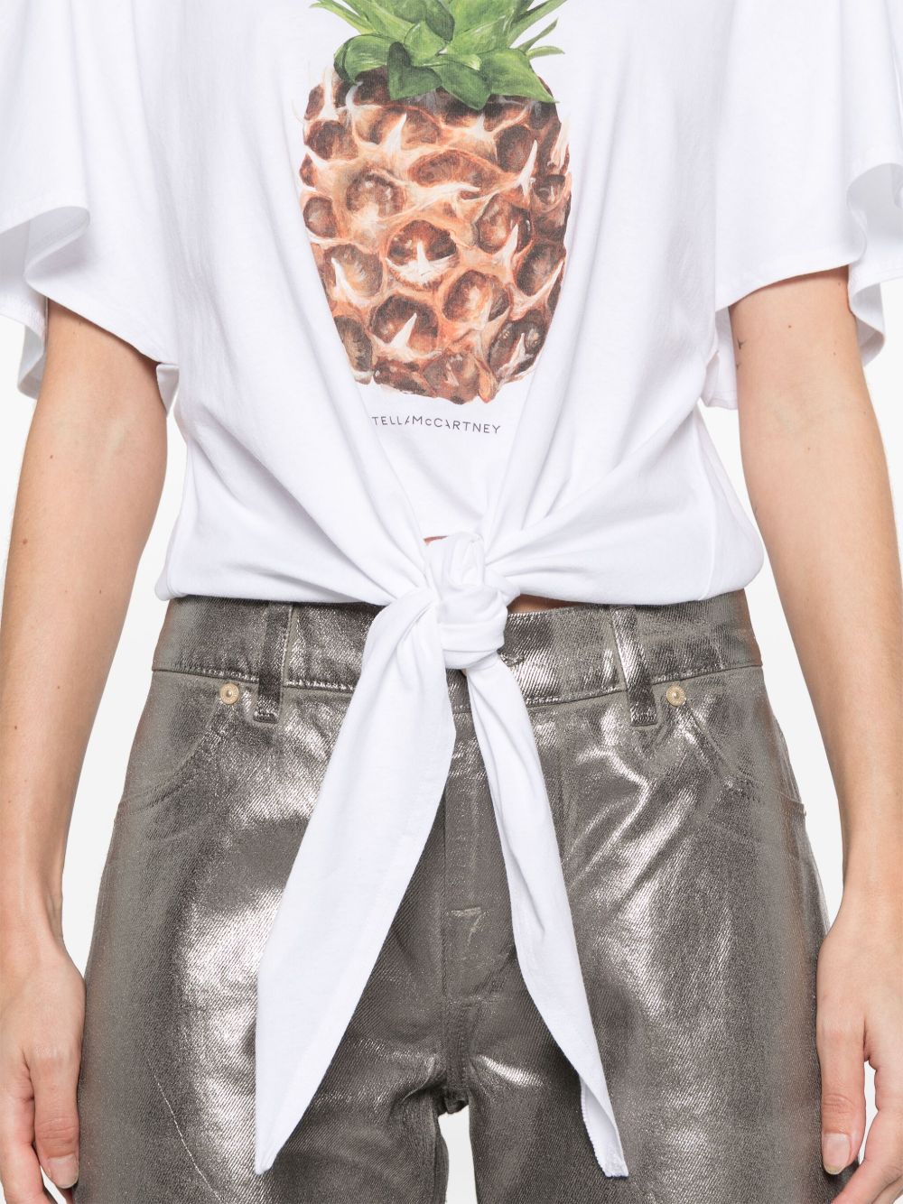 Stella McCartney White Tie Front Graphic T-shirt
