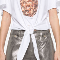 Stella McCartney White Tie Front Graphic T-shirt