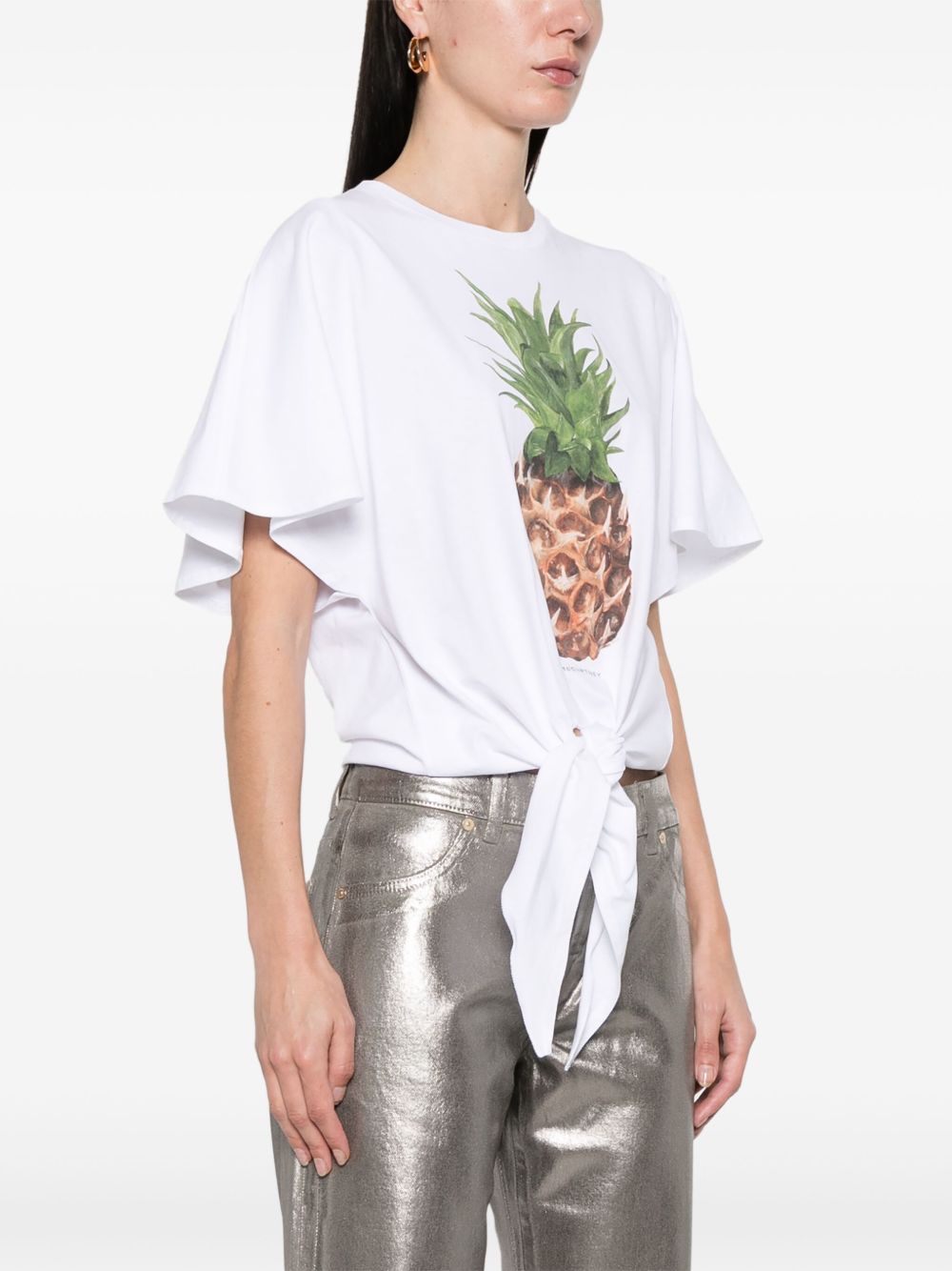 Stella McCartney White Tie Front Graphic T-shirt