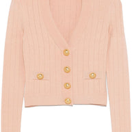 Balmain Powder Cropped Knit Cardigan