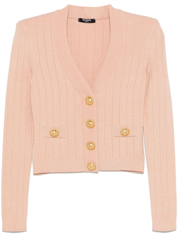 Balmain Powder Cropped Knit Cardigan