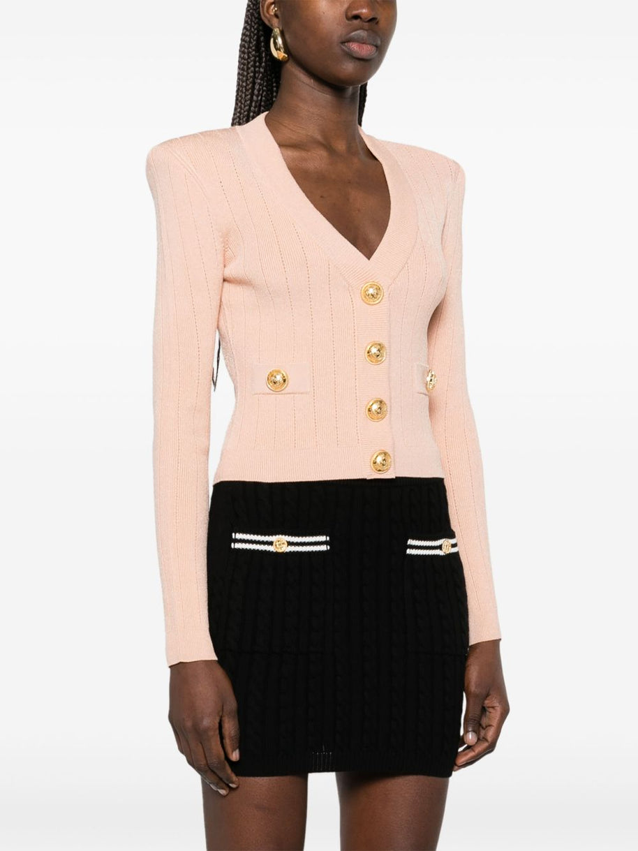 Balmain Powder Cropped Knit Cardigan