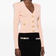 Balmain Powder Cropped Knit Cardigan