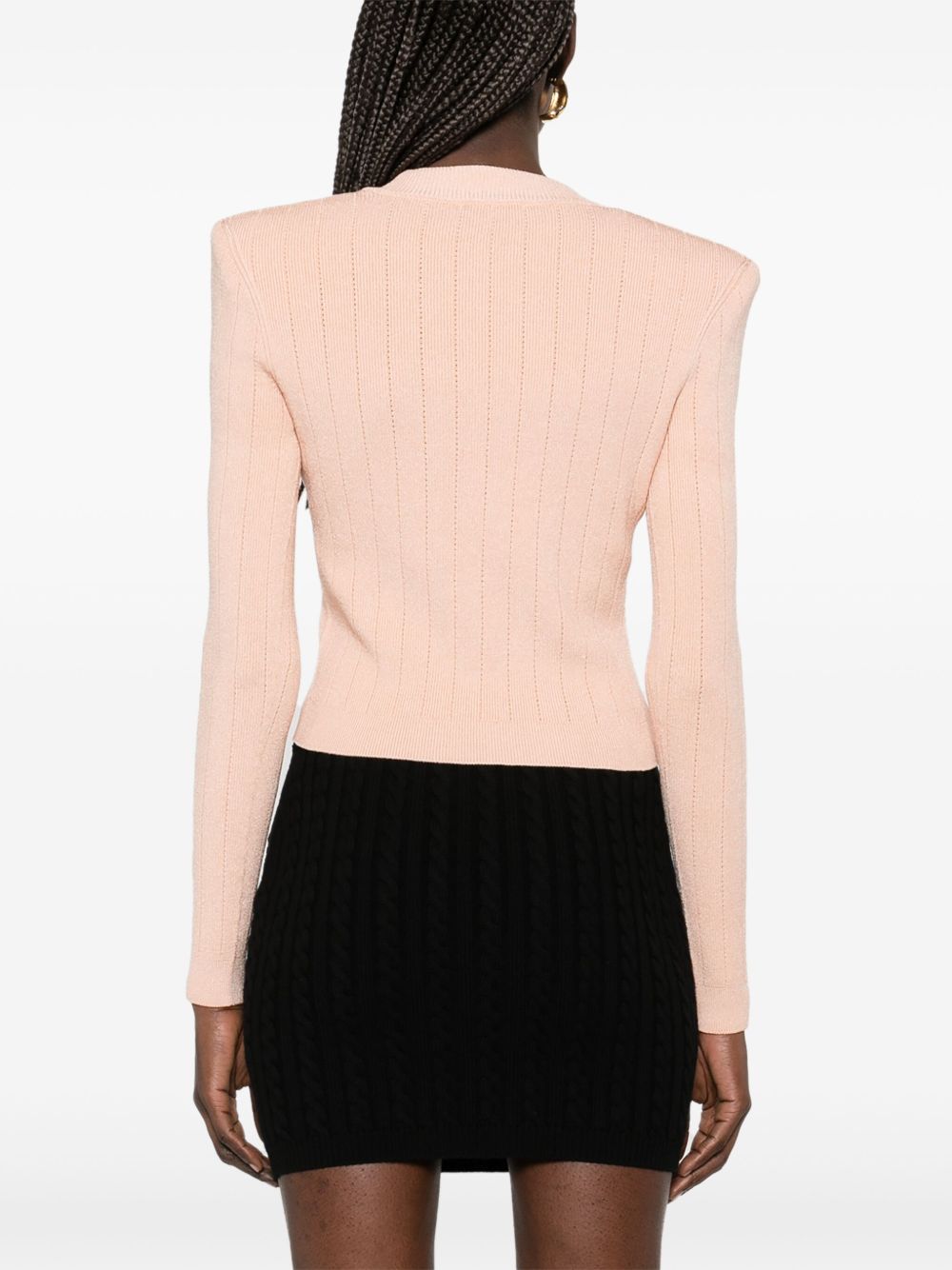 Balmain Powder Cropped Knit Cardigan