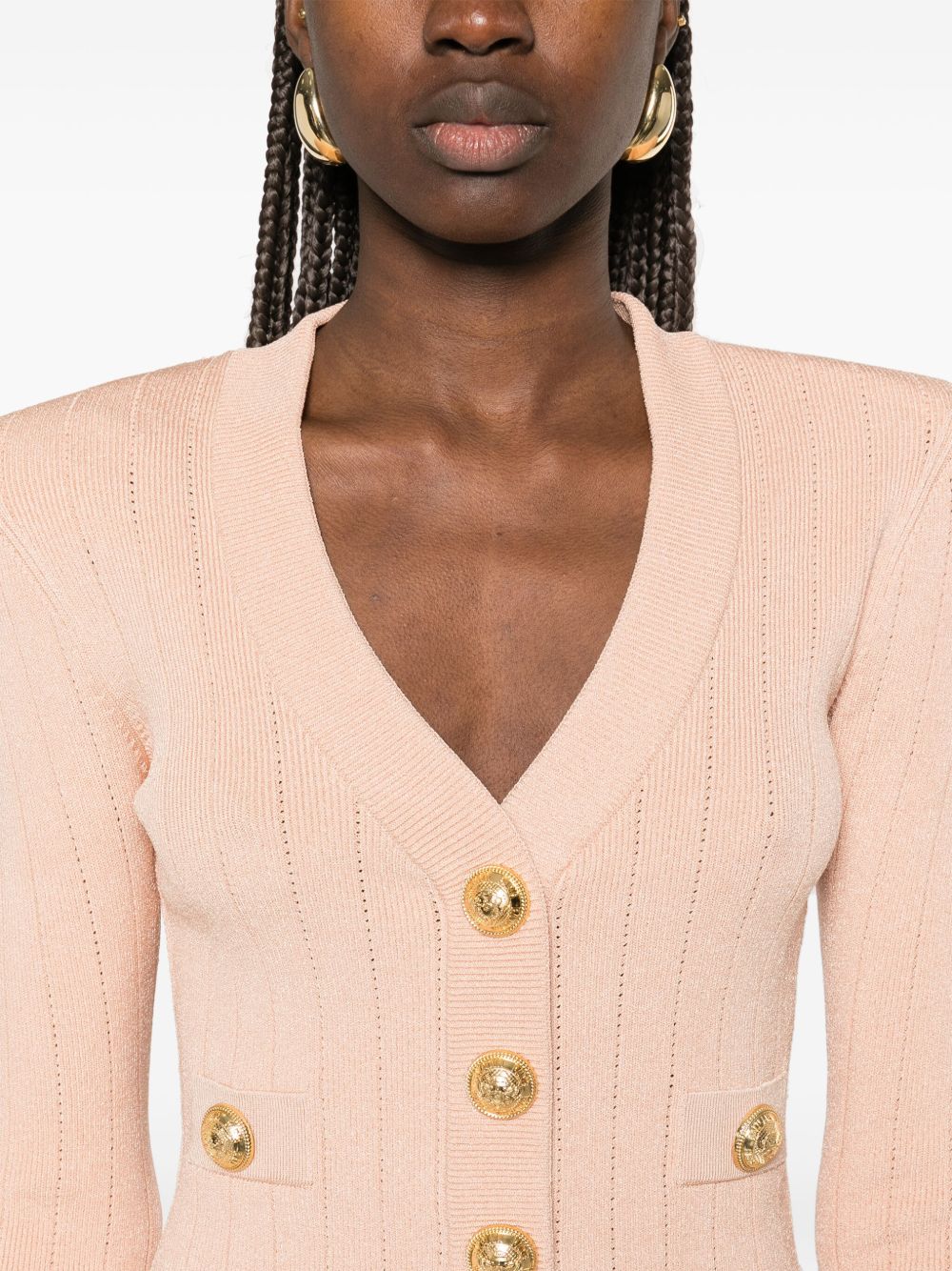 Balmain Powder Cropped Knit Cardigan