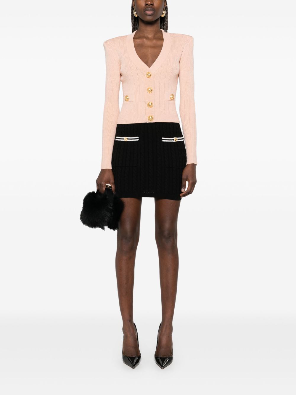 Balmain Powder Cropped Knit Cardigan