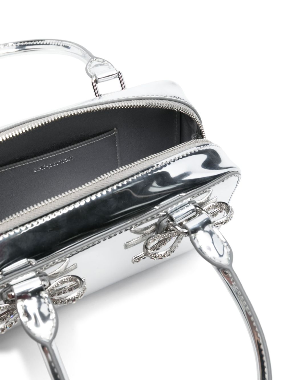 Self-portrait Silver MIni Handbag With Crystals