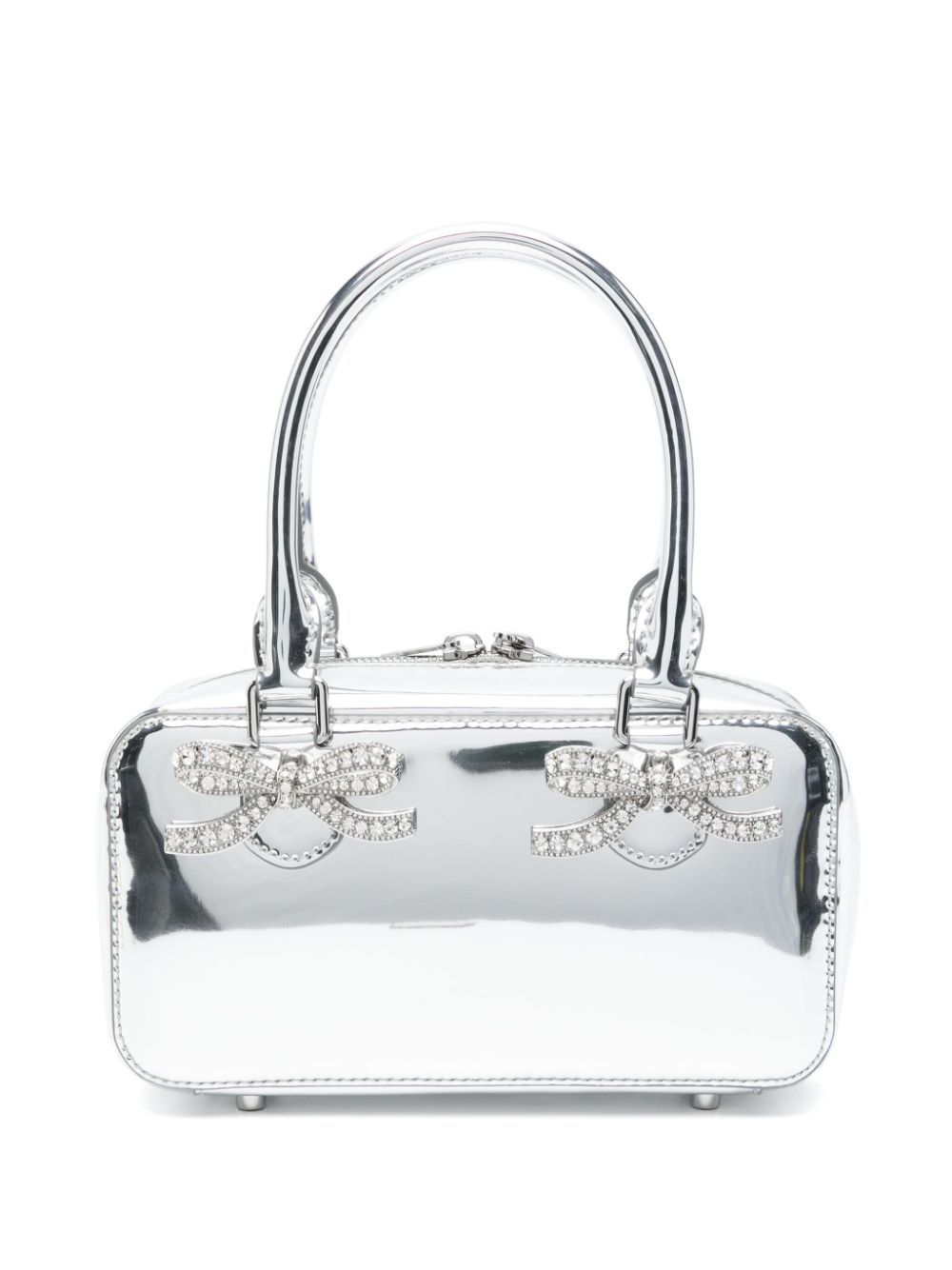 Self-portrait Silver MIni Handbag With Crystals