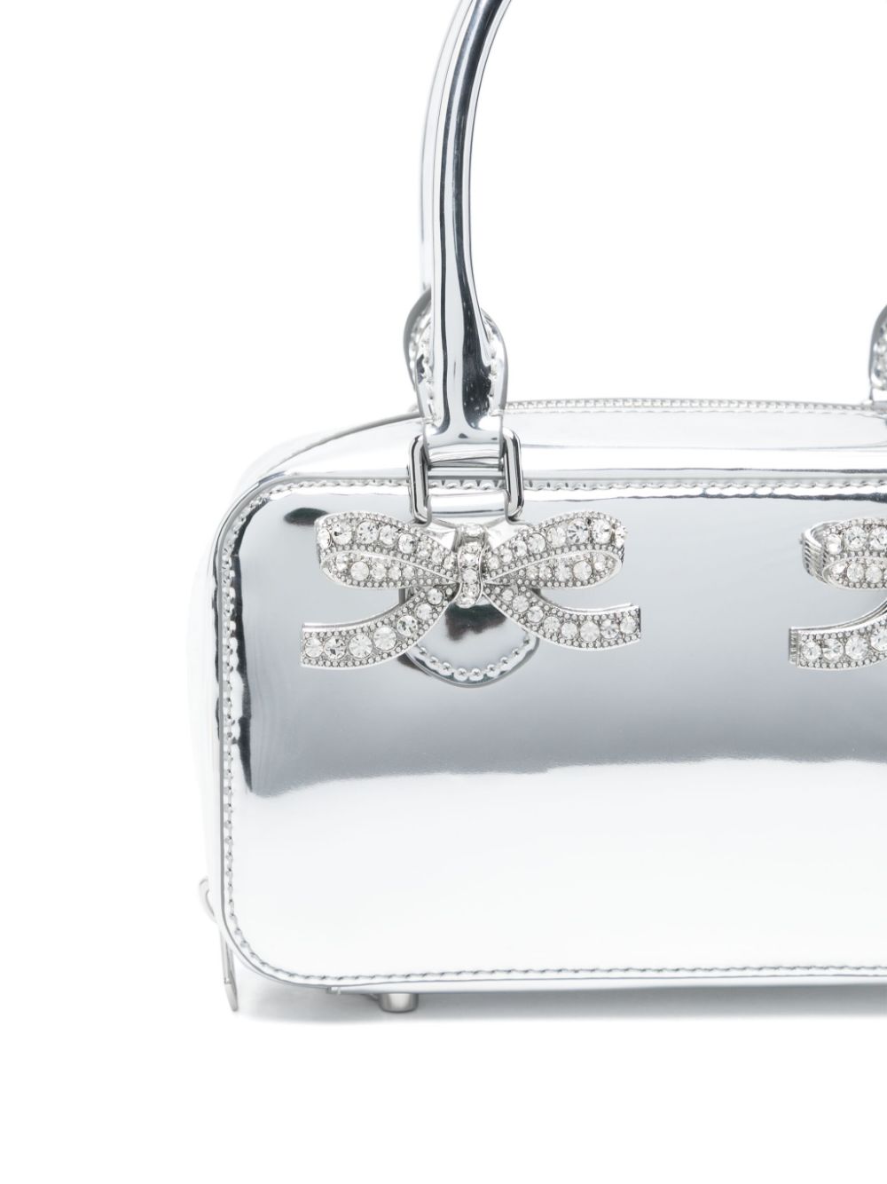 Self-portrait Silver MIni Handbag With Crystals