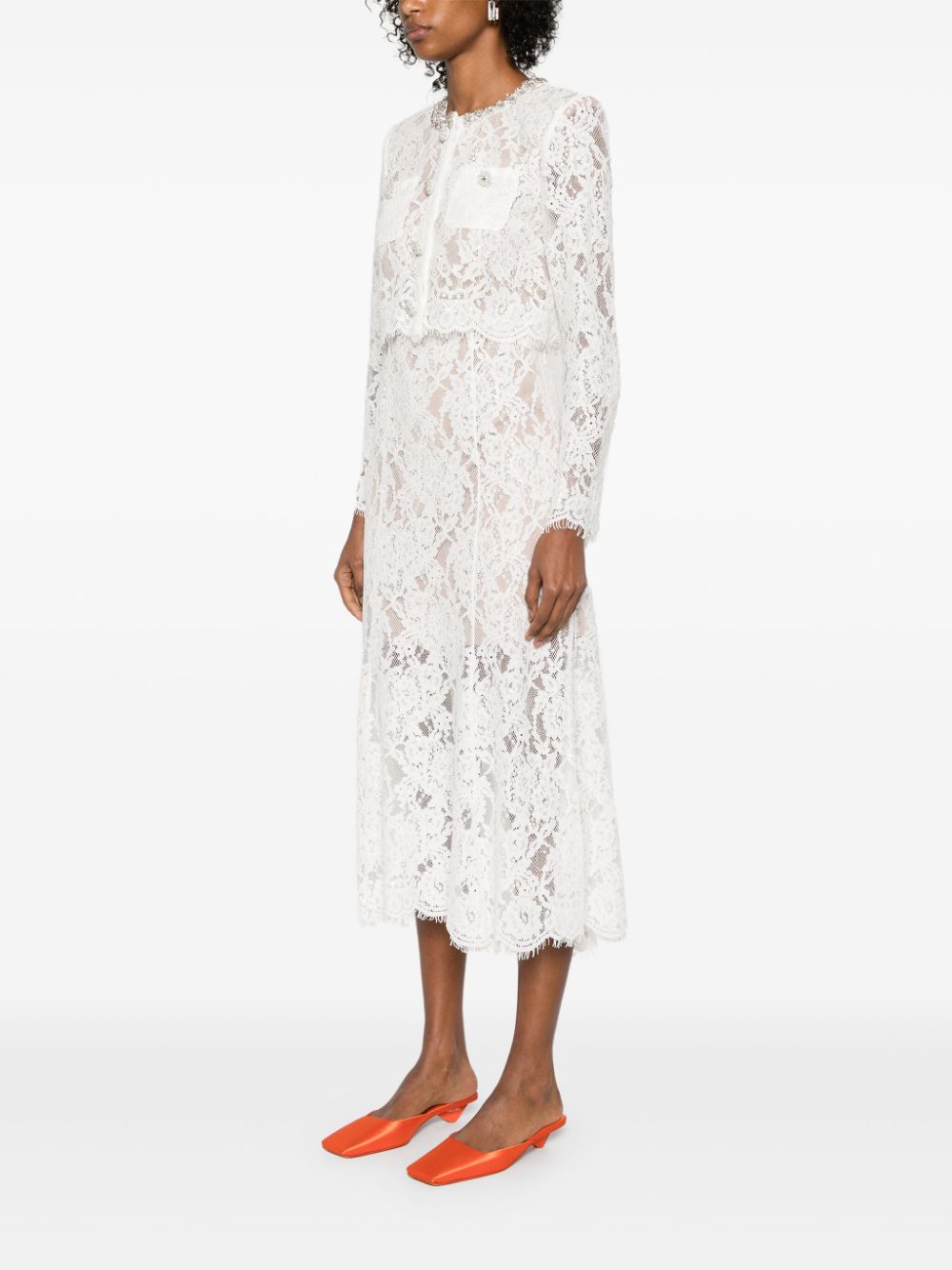 Self-portrait White Lace Embellished Midi Dress