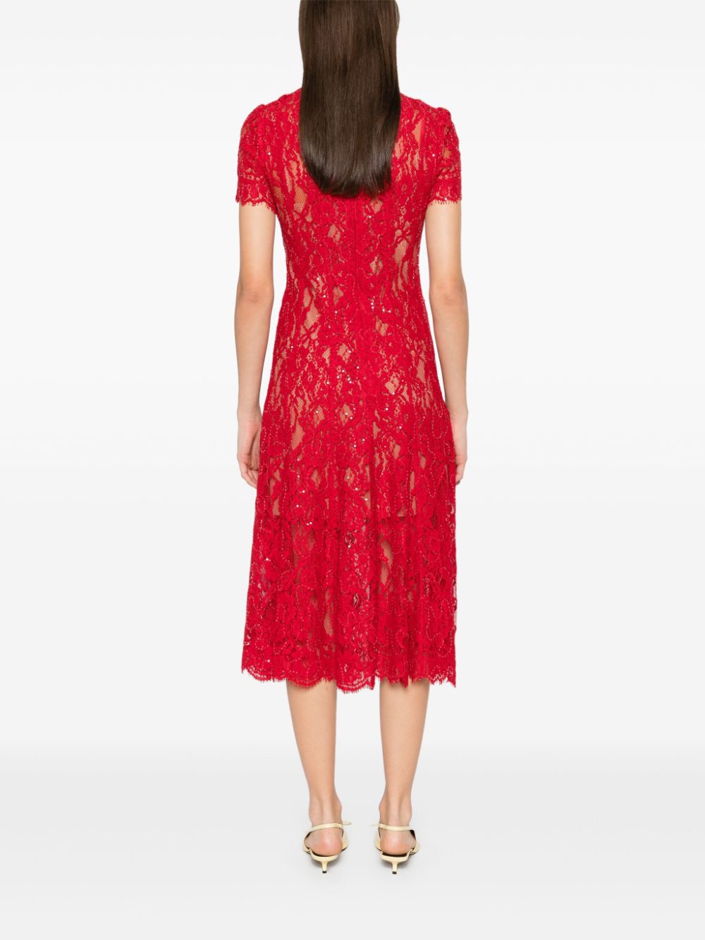 Self-portrait Red Floral Midi Dress