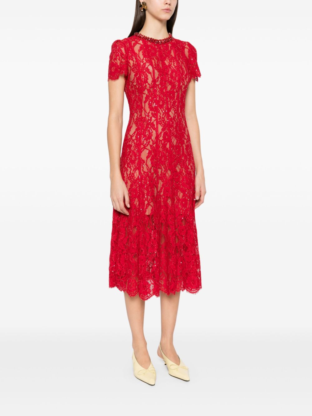 Self-portrait Red Floral Midi Dress