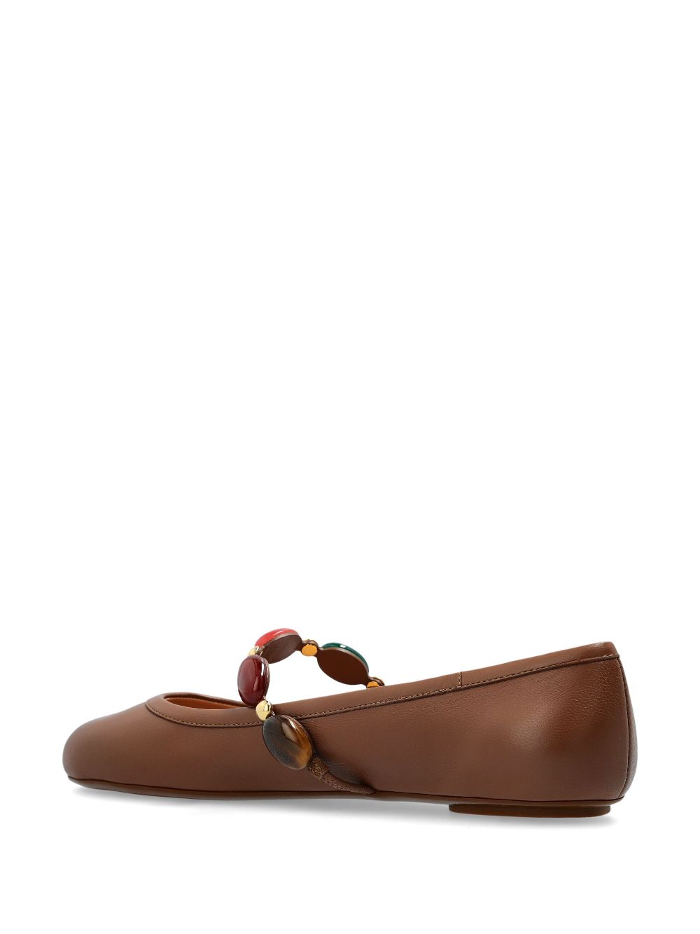 Gianvito Rossi Shanti Embellished Mary Jane Ballet Flats Leather Brown