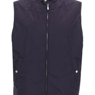 Brunello Cucinelli High Neck Full Zip Vest In Blue