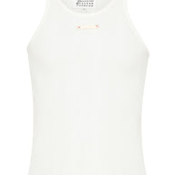 Maison Margiela White Cotton-Lyocell Ribbed Knit Tank Top
