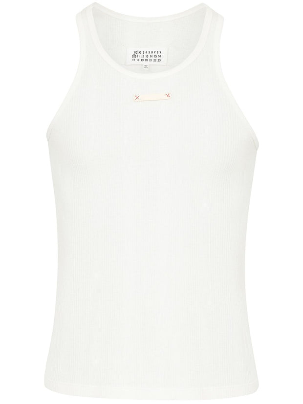Maison Margiela White Cotton-Lyocell Ribbed Knit Tank Top