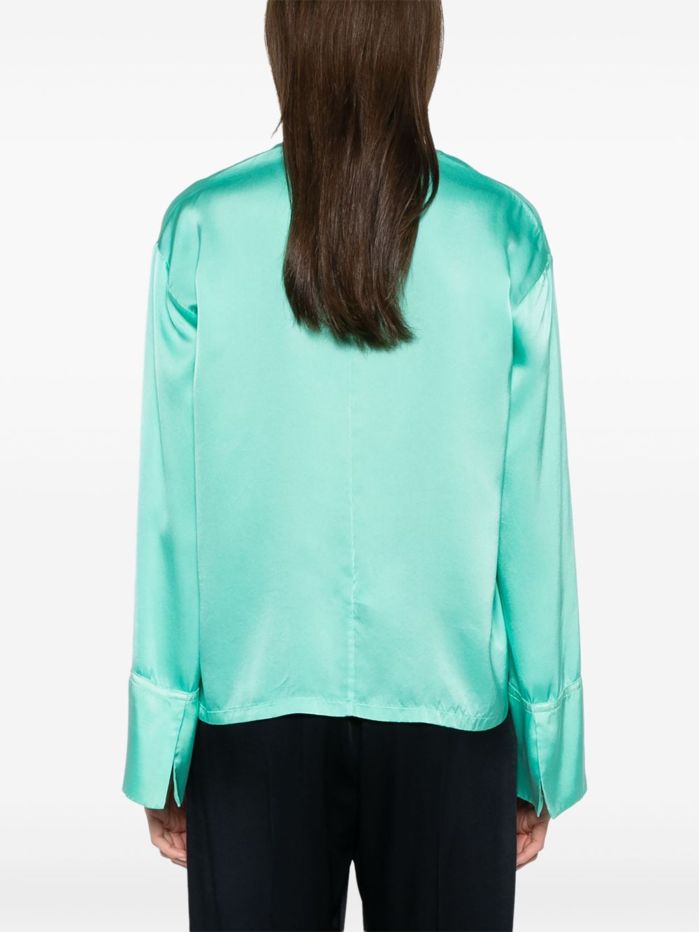 Forte Forte Turquoise Silk V-neck Top