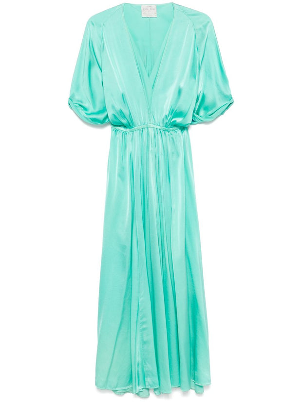 Forte Forte Turquiose Elegant Half–sleeve Midi Dress