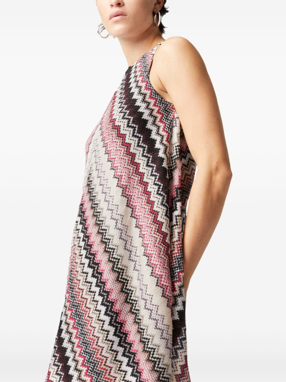 Missoni Pink A-line Mini Dress With Zigzag Pattern