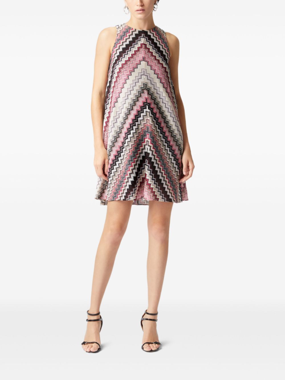 Missoni Pink A-line Mini Dress With Zigzag Pattern