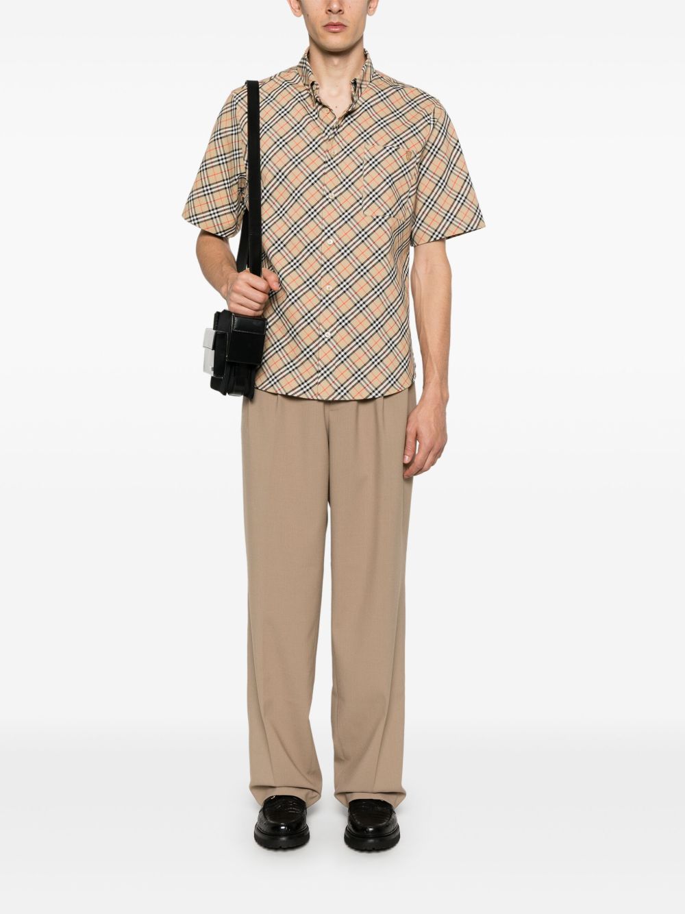 Burberry Beige Check Short Sleeved Shirt