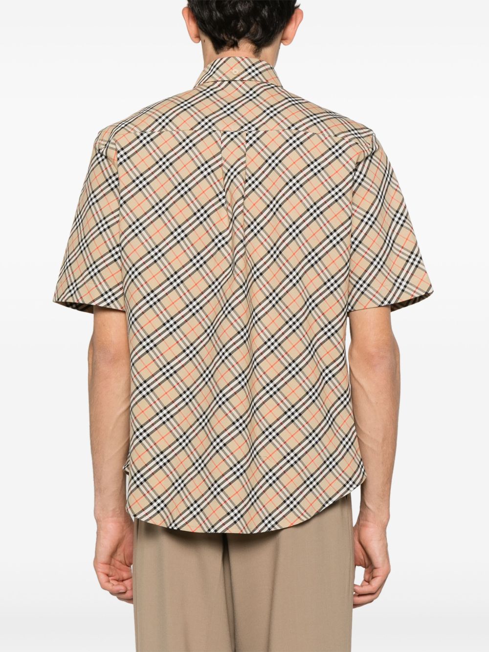 Burberry Beige Check Short Sleeved Shirt